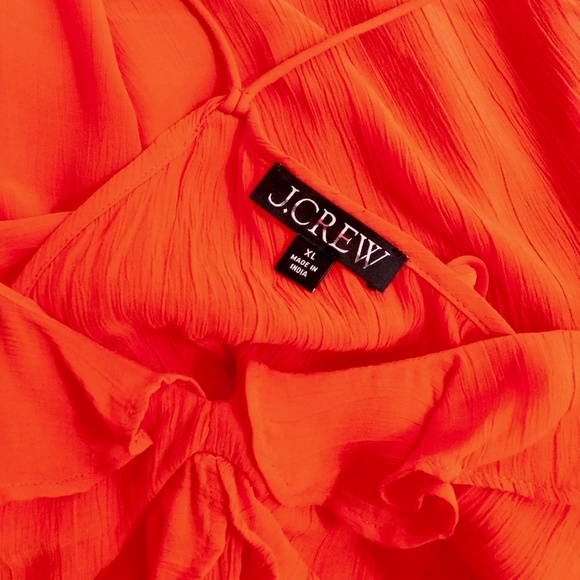 J. CREW Drapey Ruffle Tank Top Airy Chiffon Orange Red Gauzy Ruffles X-Large - Picture 12 of 15